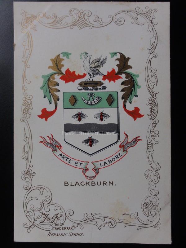 Lancashire: BLACKBURN - Heraldic Coat of Arms c1905 - Pub by Ja-Ja