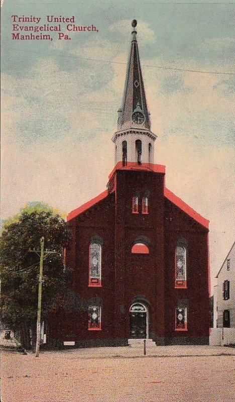 Postcard Trinity United Evangelical Church Manheim PA