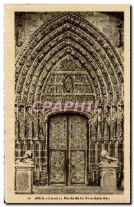 Old Postcard Catedral Avila Puerta de las Dace Apostales