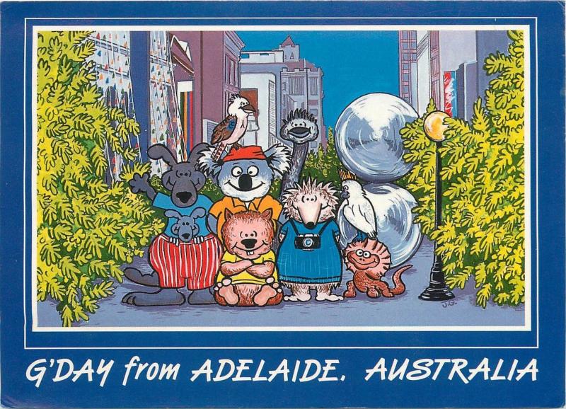 G`Day from Adelaide Australia comic postcard