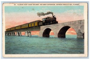 1920 Florida East Coast Railway Key West Extension Express Train Sea FL Postcard 