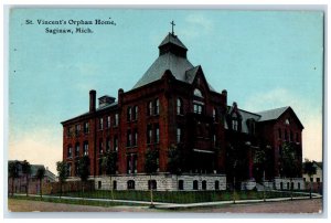 1912 Exterior St Vincent Orphan Home Saginaw West Side Michigan Vintage Postcard 