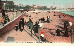 Vintage Postcard Saint Nazaire La Plage Et Le Boulevard De L'Ocean France