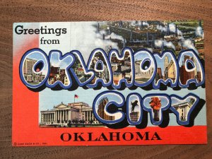 Vintage 40s GREETINGS from Oklahoma City OKLAHOMA Large Letters Postcard