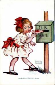 Katharine Gassaway artwork Postcard Girl Mailing Letter U.S. Mail~138778