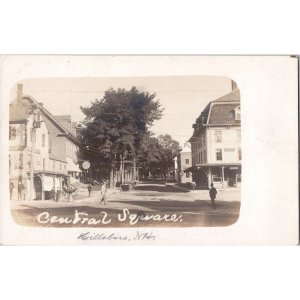 Original Antique Real Photo Postcard - Hillsborough, NH - Central Square - RPPC