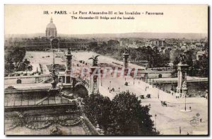 Old Postcard Paris Pont Alexandre III and Invalides Panorama