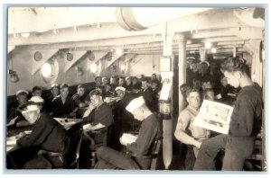 c1923 USS Colorado Crew Recreation Room Interior Navy Sailor RPPC Photo Postcard