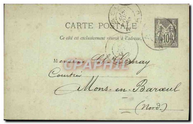 Entier Postal type Sage 10c 1893 Mr Leray Mons Barouel