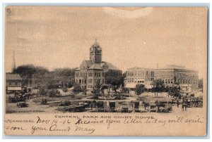 1906 Central Park & Court House Building Carriage Monmouth Illinois IL Postcard