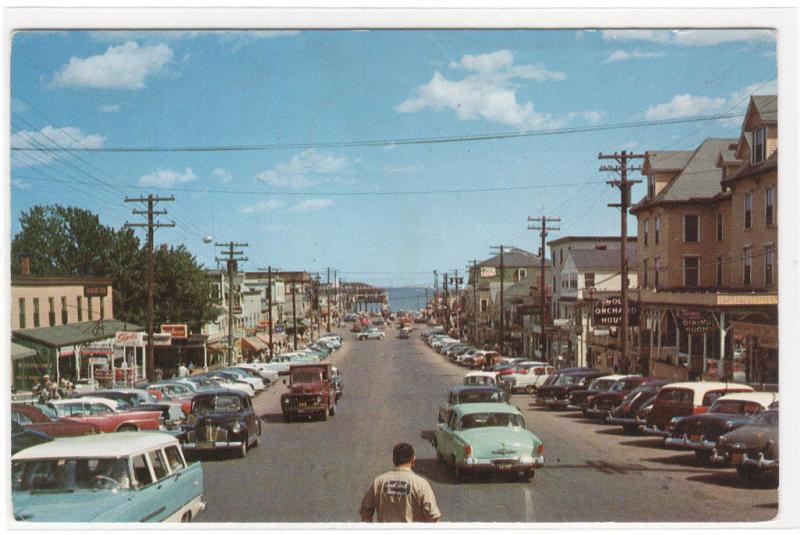 Old Orchard Street Cars Old Orchard Beach Maine 1950s postcard