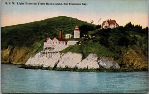 Vtg 1910s Light House Yerba Buena Island San Francisco Bay CA Postcard