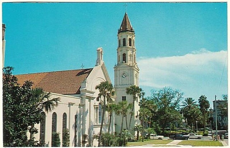 Roman Catholic Cathedral, St. Augustine, Vintage Chrome Postcard