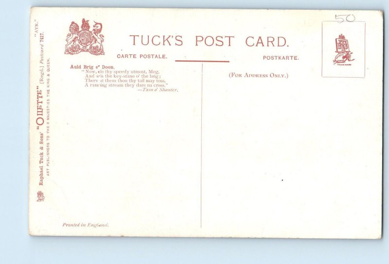 Ayrshire Scotland Postcard Auld Brig o'Doon Ayr c1910 Oilette Tuck Art
