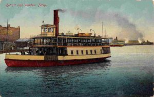 Detroit and Windsor Ferry Steamer Michigan Canada 1910c postcard