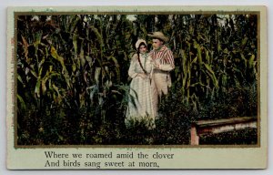 Farmer And Woman Romance In The Corn Field Postcard B35