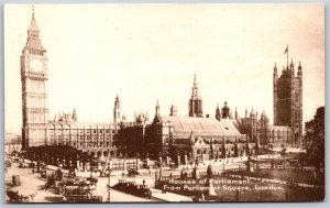 Vtg London England UK Houses of Parliament from Square 1910s View Old Postcard