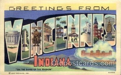 Vincennes, Indiana Large Letter Town Unused 