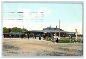 R. R. Railroad Station Far Rockaway Horse And Buggy Long Island NY Postcard