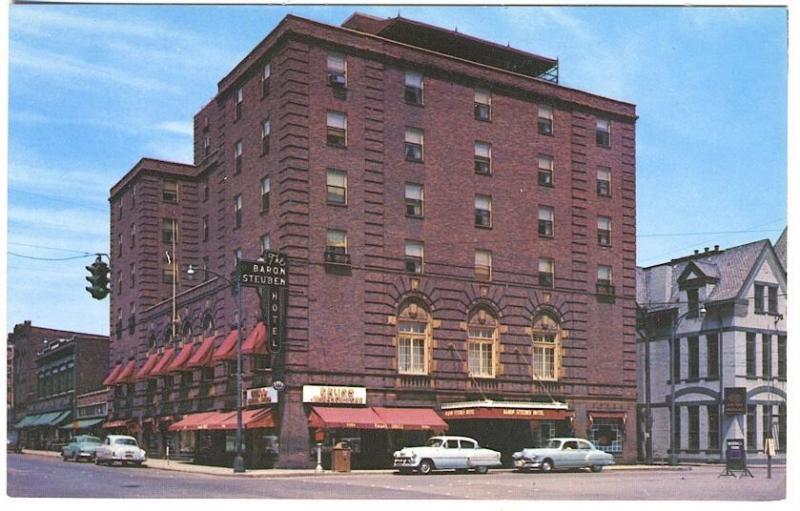 Corning NY Crystal City Baron Steuben Hotel Old Autos Postcard