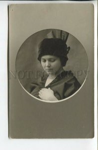 462413 FASHION Belle Lady Girl ART NOUVEAU HAT Vintage REAL PHOTO RUSSIA