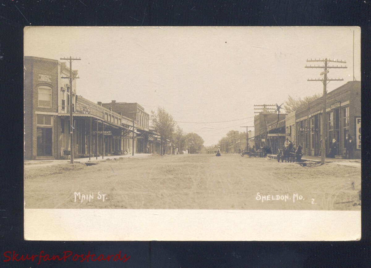 Rppc Sheldon Missouri Downtown Main Street Scene Stores Real Photo