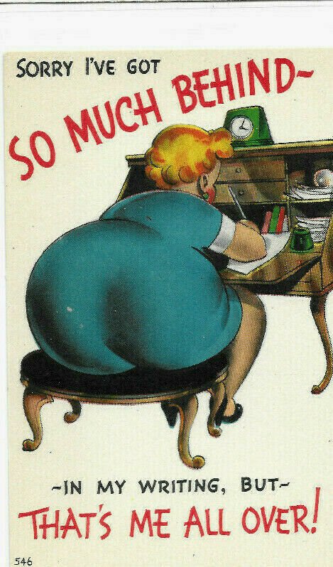 Rare Vintage BIG BUTT Girl Postcard