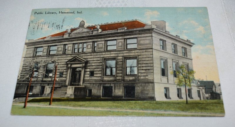Public Library Hammond Indiana Postcard S. H. Knox & Co., Made in USA, A8302