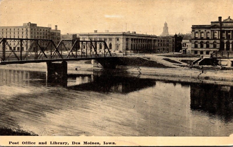 Iowa Des Moines Post Office and Library 1911