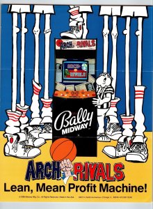 Arch Rivals Arcade Flyer Original 1989 Video Game Art 8.5 x 11 Retro Basketball