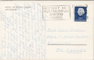 Amsterdam Hotel De Roode Leeuw 1960s RPPC Postcard E96 *as is
