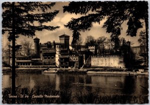Torino - Il Po Castello Mediovale Italy Pines Lake Real Photo RPPC Postcard