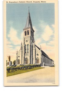 Augusta Maine ME Postcard 1930-1950 St. Augustine's Catholic Church
