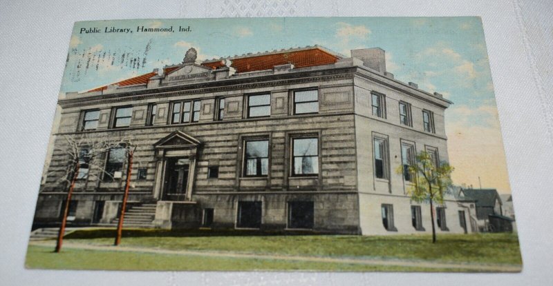 Public Library Hammond Indiana Postcard S. H. Knox & Co., Made in USA, A8302