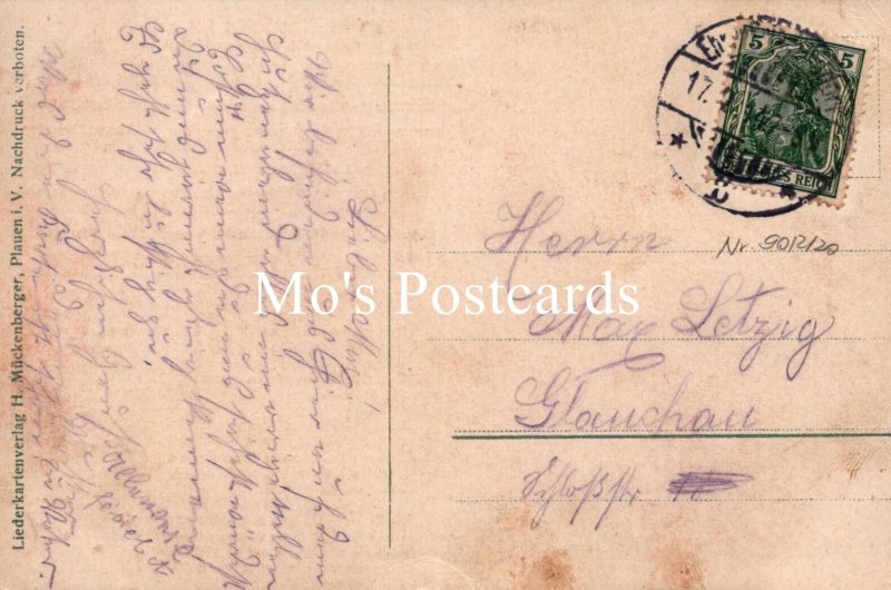 Music Postcard - Musical Notes, German Song, Verse, Dancing Dancers RS40486