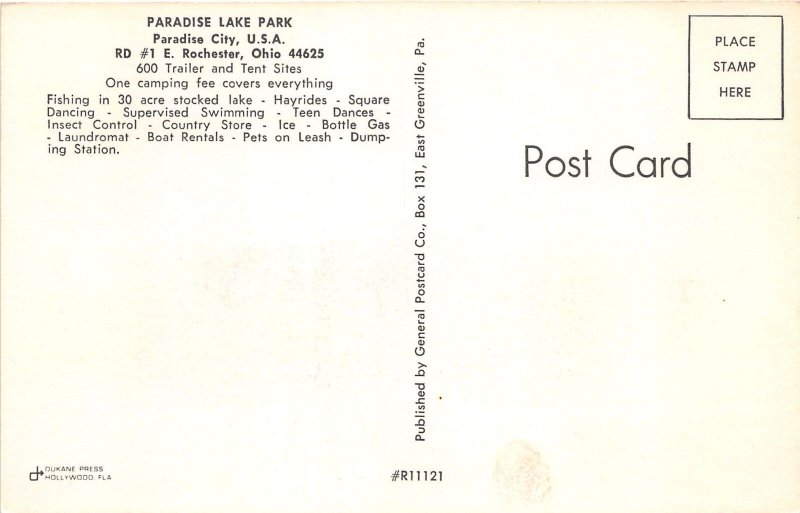 J47/ East Rochester Ohio Postcard Chrome Paradise Lake Park Camping  12