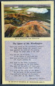 Vintage Postcard 1935 The Spirit of Mount Washington Poem - New Hampshire