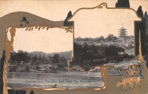 Nara Japan Deer Park and View from Nara Hotel Vintage Postcard AA67698