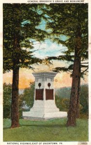 Vintage Postcard General Braddock's Grave & Monument Uniontown Pennsylvania PA