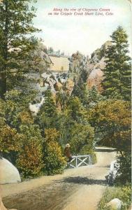 Cheyenne Canyon rim Cripple creek Short Line C-1910 Postcard 5515