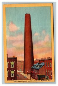 Vintage 1930's Postcard Shot Tower Fayette & Front Streets Baltimore Maryland