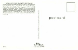 Alaska Seahawk Boeing 727 2Q8 Advanced Aircraft Postcard-
