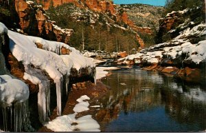 Arizona Oak Creek Canyon Wintertime At Slide Rock