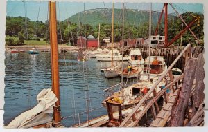 Maine Camden Harbor View with Mt. Battie in Background Sailboats Postcard E8