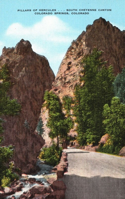 Vintage Postcard 1930's Pillars of Hercules S. Cheyenne Canyon Colorado Springs