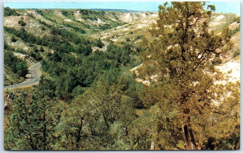 Scenic Highway though the south unit of Theodore Roosevelt National Park - ND