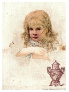 Coffee Trade Card S Dilworth Victorian Urn Advertising Antique Little Girl Pose