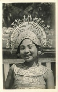 indonesia, BALI, Native Young Girl Djanger Dancer (1920s) RPPC Postcard