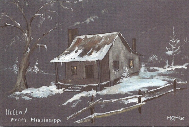 Mississippi Hello Showing Old Cabin Art Work By Mabel Hust