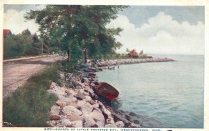 Vintage Postcard Shores Of Little Traverse Bay Wequetonsing Michigan Hammon Pub.